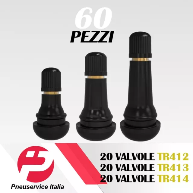 Assortimento valvole tubeless in gomma (20x tr413) + (20x tr414) + (20x tr412)