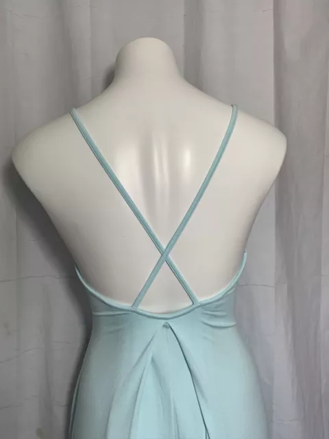 ASOS Fit Flare Dress Light Blue Size 6 Backless Straps Summer Beach Knee Length 2