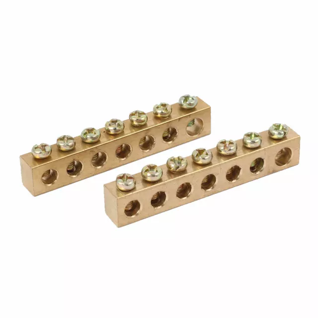 7 Holes Electrical Distribution Wire Screw Terminal Copper Neutral Bar 2pcs