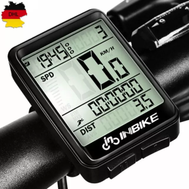 Kabellos Funk Fahrradcomputer Tachometer LCD Fahrrad Kilometerzähler Wasserdicht