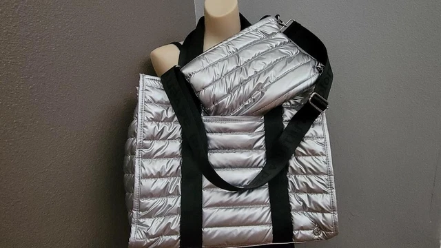 Samantha Brown Tote+ Crossbody 2 pc set (SILVER + SILVER) Crossbody wristlet