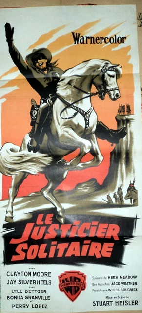 Western Affichette Originale Francaise Lone Ranger Justicier Solitaire 1956