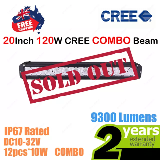 20inch 120W CREE LED Light Bar Work COMBO Beam SINGLE ROW Truck ATV SUV 4WD Car