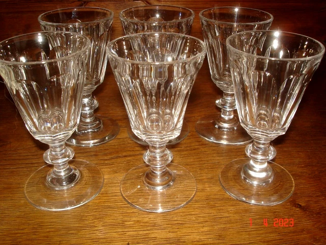 6 Verres A Facettes A Porto Cristal  Style Baccarat