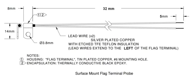 2 x 10k Thermistor NTC Flag Terminal by Measurement Specialties 10K4D New 2