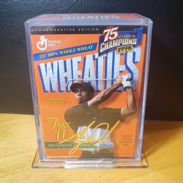 Tiger Woods 75 Yrs  Wheaties 1998 Authentic Images Sealed  Case 24K Gold Auto