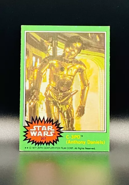 1977 Topps Star Wars Error #207 C-3PO Anthony Daniels Golden Rod Error Original