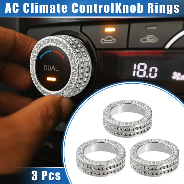 3 Pcs Car AC Climate Control Knob Ring for Honda Accord 2018-2022 Silver Tone