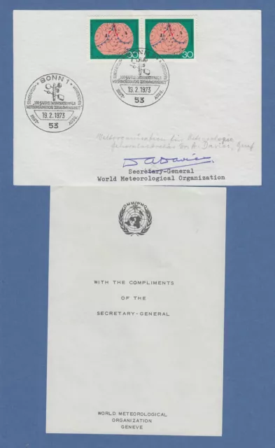 D. A. Davies Secretary-General World Meterological Org. original-Autogramm 1973