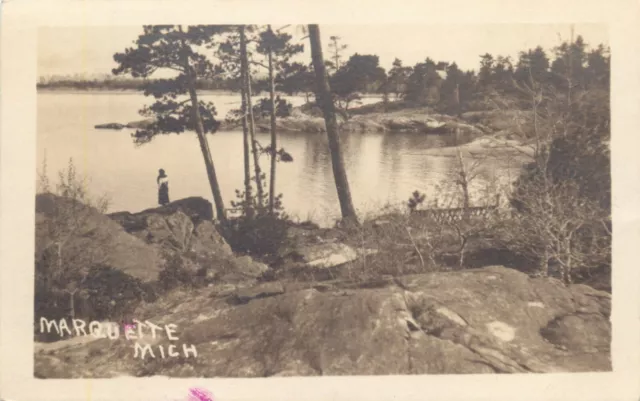 "This Is A Picture Of The Black Rock", Marquette, Michigan MI RPPC 1919