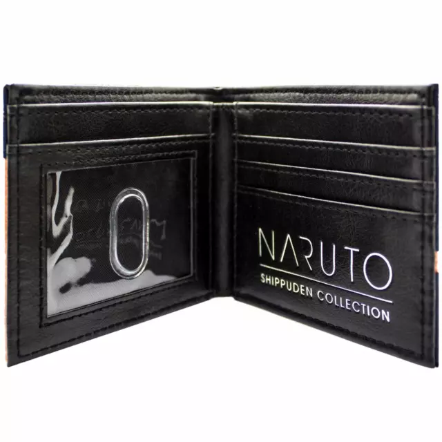 New Official Naruto Uzumaki Clan Crest Konoha Blue Id & Card Bi-Fold Wallet 3