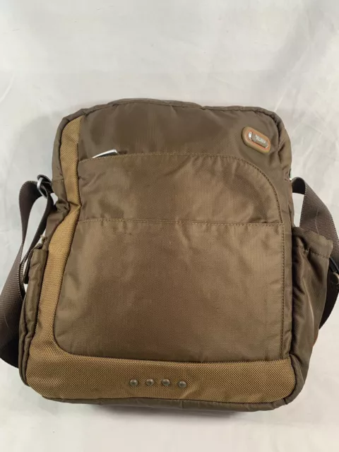 TUMI Tech Crossbody Sling Bag 2 Tone Brown Ballistic Nylon Messenger  Zip Close