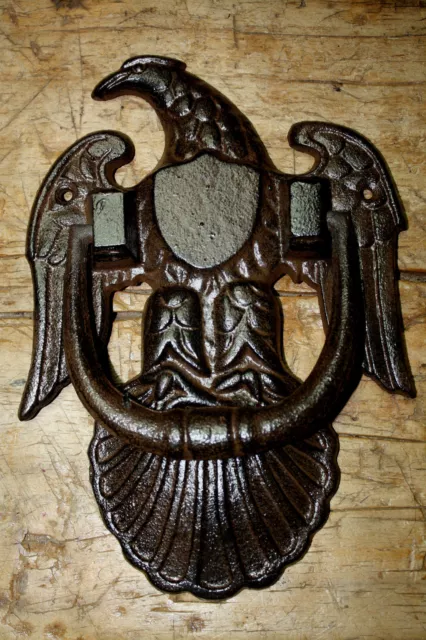 HUGE Cast Iron Antique Victorian Style AMERICAN EAGLE Door Knocker USA Man Cave