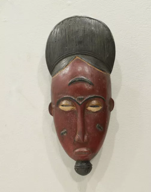 African Mask Wood Crest Baule Tribe Mask
