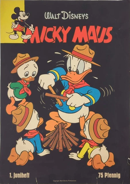 Original Micky Maus 1957 Werbe-Poster - 1. Juniheft- Superselten!