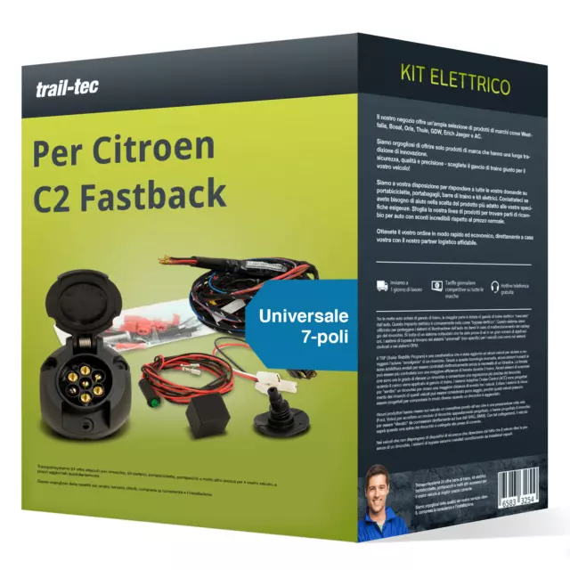 7 poli universale kit elettrico per CITROEN C2 Fastback JM trail-tec Nuovo