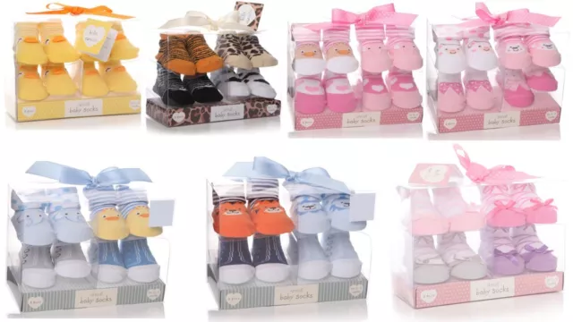 Shruti Unisex Newborn Baby Boy Girl Pack Of 4 Socks 0-12 Months Gift Box & Card