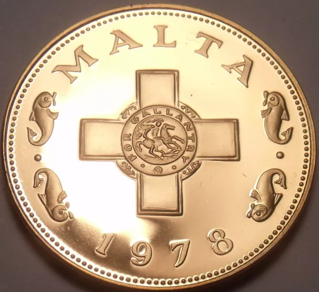 Rare épreuve caméo Malte 1978 cent ~ La croix de George ~ 3 244 comme neuf ~ Livraison gratuite ~