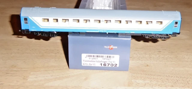 TILLIG 16702 TT Weitstreckenschlafwagen Wlabm Type Y the Rzd neuwertig ...