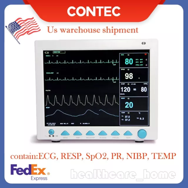 CONTEC CMS8000 ICU Vital Signs Patient Monitor 6 parameters 12.1" FDA USA Fedex