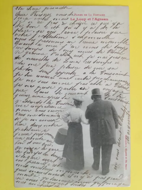 cpa 1900 Phot. BERGERET & Cie NANCY Fable de LA Fontaine Le LOUP et l'LAMB
