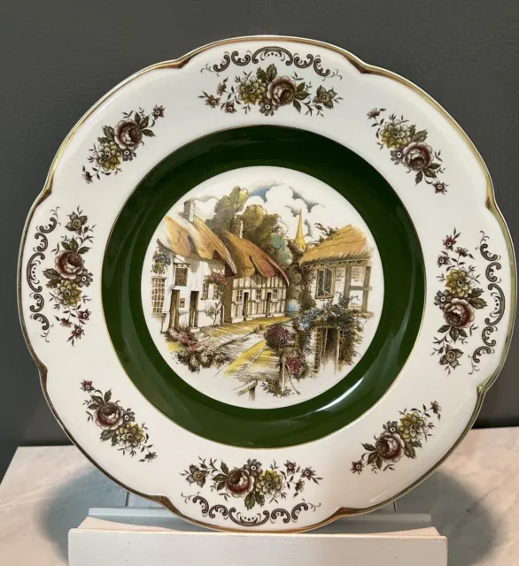 Ascot Service Plate 10.75 inch by Wood & Sons England VINTAGE Village Scene