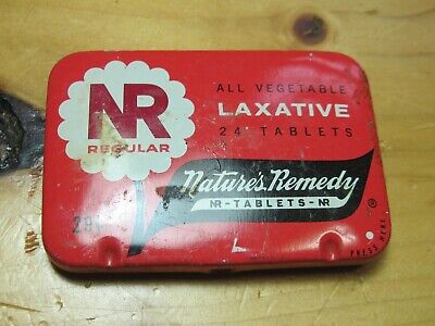 Old Full Vtg Natures Remedy Laxative Tin Pill Box Stash Nr