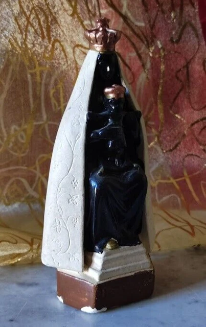 STATUE VIERGE NOIRE Notre Dame De Liesse En Platre Black Madone Virgin ...