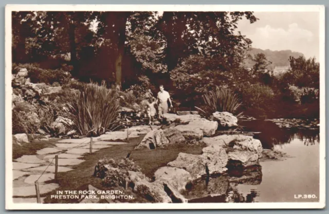 BRIGHTON In The Rock Garden Preston Park Sussex Real Photo Postcard RPPC