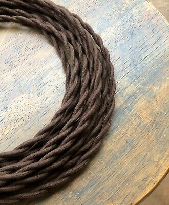 Brown Twisted Cotton Covered Wire Vintage Style Cloth Lamp Cord Antique Fan 18ga
