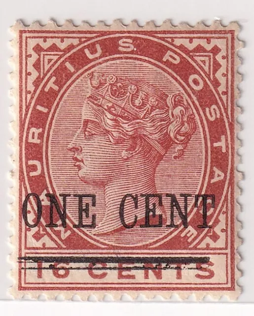 MAURITIUS stamps - 1893- Queen Victoria -  One cent overprint on 16 cents  MH