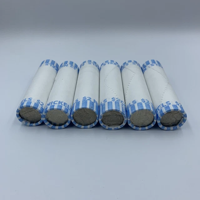 6 Unsearched, Unopened, FED SEALED Rolls Of Nickels