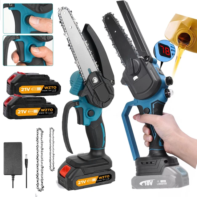 Seesii Cordless Mini Chainsaw 6/8/12-Zoll Kettensäge 2* Akku For