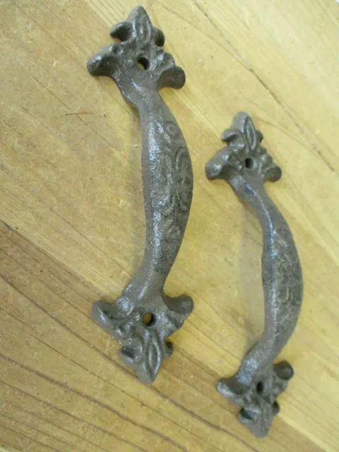 2 Cast Iron RUSTIC Barn Handle Gate Pull Shed Door Handles 6 1/4" Drawer Pulls 2