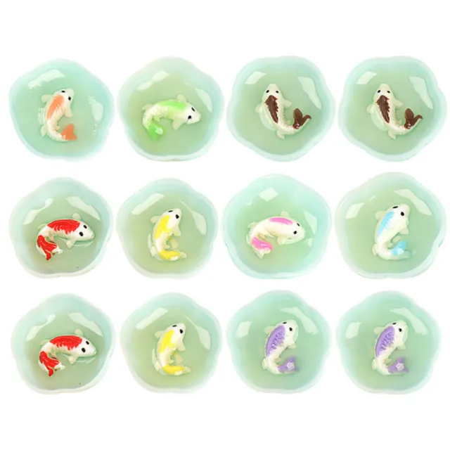 12 Pcs Mini-jouet D'aquarium Bocal À Poisson Miniature Tridimensionnel Décorer