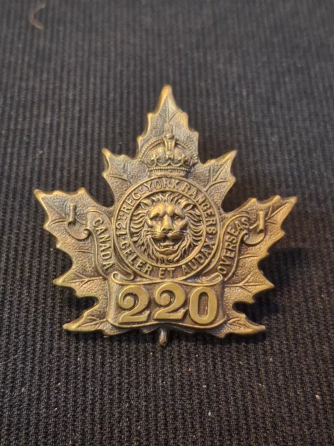 Ww1 Canadian 220Th Battalion Expeditionary Force Cef Cap Badge Genuine