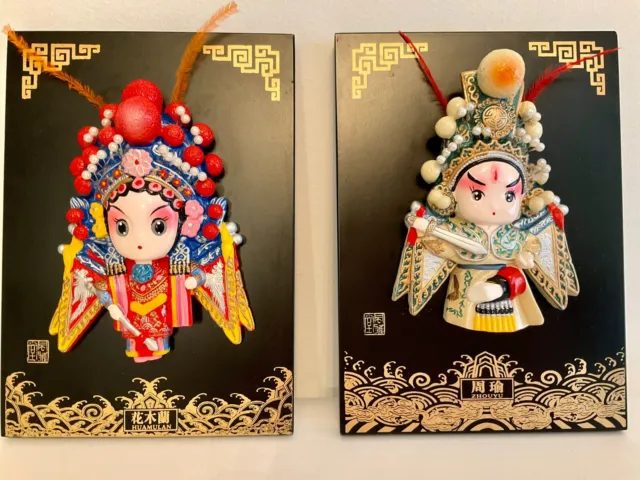 Chinese 3D Art Craft Caracter Mask in Peking Opera Decor Figurines Plaque