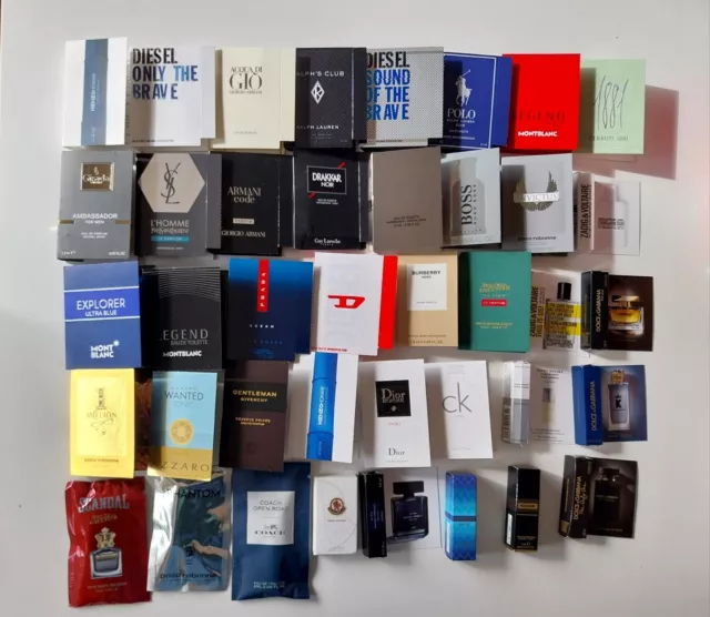 Lot de 40 échantillons de parfums de marques