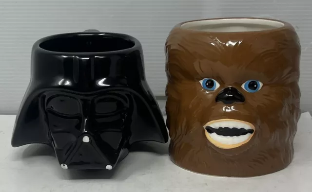 STAR WARS Coffee Mugs Set of 4 Yoda Darth Vader Chewbacca R2D2 Vandor LLC  RARE