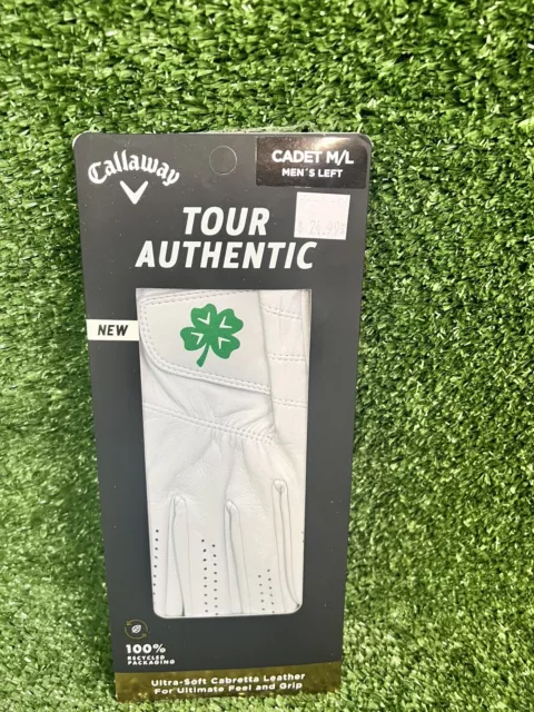 Callaway Golf Tour Authentic Leather Shamrock Glove Mens Cadet ML Left Hand