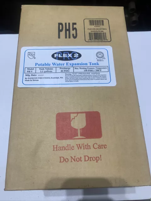 Flexcon Potable Water Expansion Tank PH5, 2.1 Gallon, 40 PSI Precharge