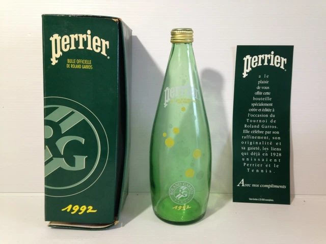 RARE COFFRET BOUTEILLE PERRIER , TENNIS ROLAND GARROS 1992 , en VERRE ...