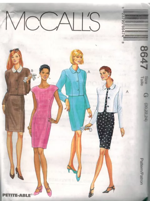 8647 UNCUT Vintage McCalls SEWING Pattern Misses Lined Unlined Jacket Dress OOP