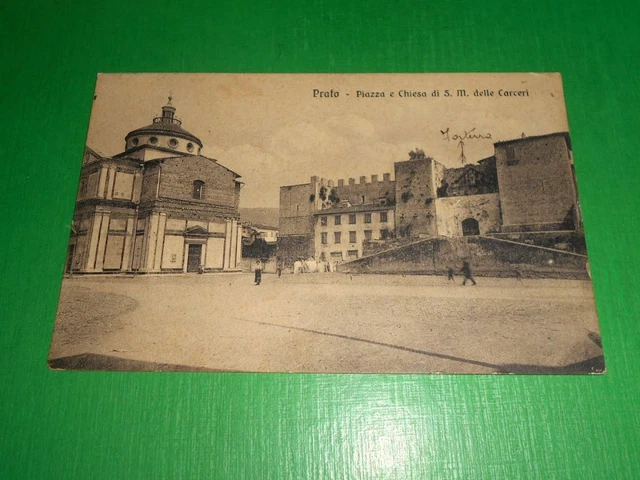Cartolina Prato - Piazza e Chiesa di S. M. delle Carceri 1916
