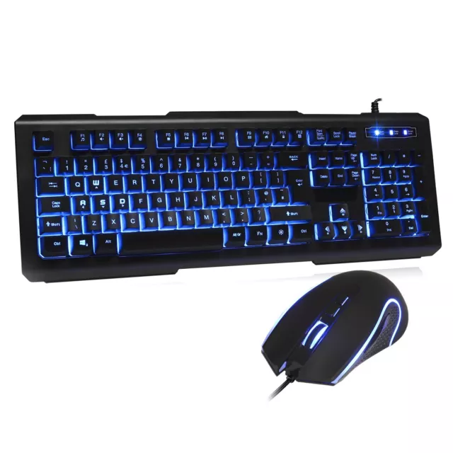 LED Gaming Keyboard And Mouse Set USB Wired RGB Backlit For PC Laptop Xbox PS4