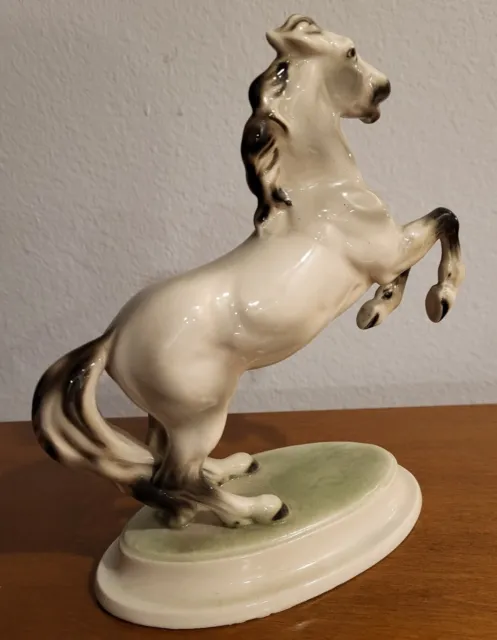 Vintage Keramos Rearing Horse Figurine Vienna Austria Ceramic Porcelain  8" 2