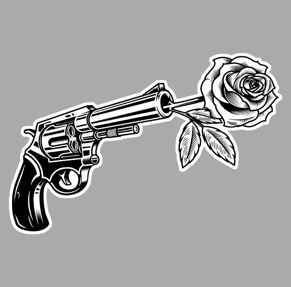 Heart Shot Revolver Avec Rose Arme Fleur Amour Autocollant Sticker Rb081 Eur 3 90 Picclick Fr