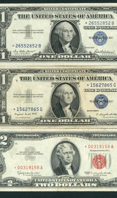 **STAR** (THREE NOTES) $1/$2 1957 / 1935 / 1953 Silver Certificate/United States