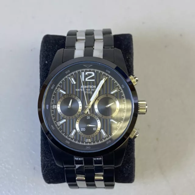 Armitron Mens Two Tone Silver & Black Date/Time 12 Hour & 24 Hour W 20/4991TB