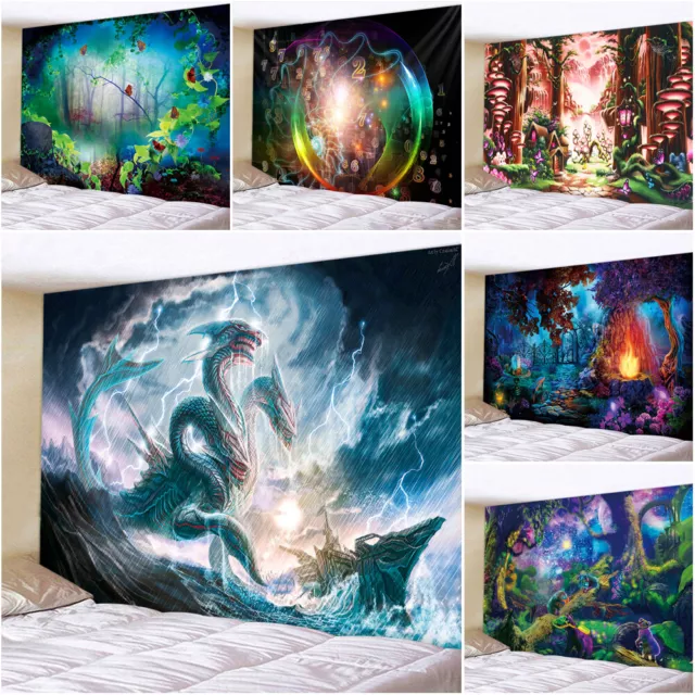 Large Magic Dragon Tapestry Forest Wall Hanging Bedspread Blanket Background Art